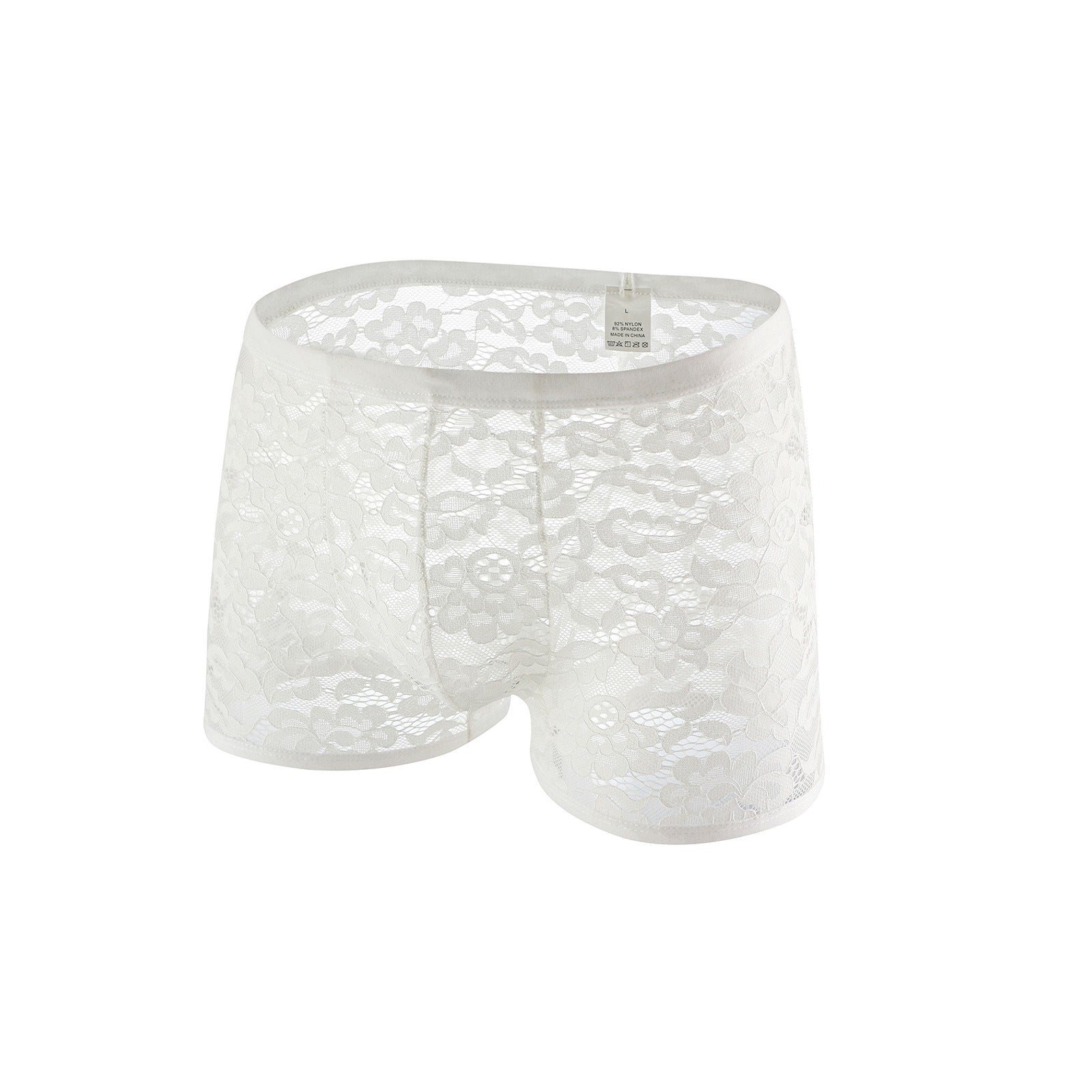 Men's Sexy Lace Pattern Mesh Black Thong Briefs